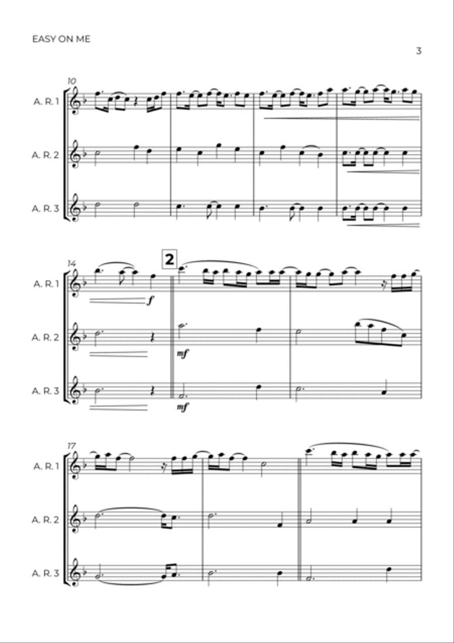 Easy On Me Alto Recorder scores gallery preview page 3