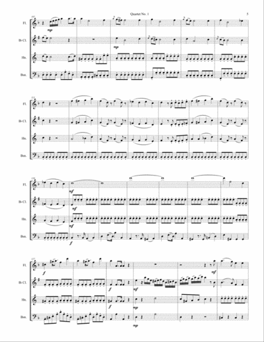 Cambini Quartet No. 1 for wind quartet Small Ensemble scores gallery preview page 5