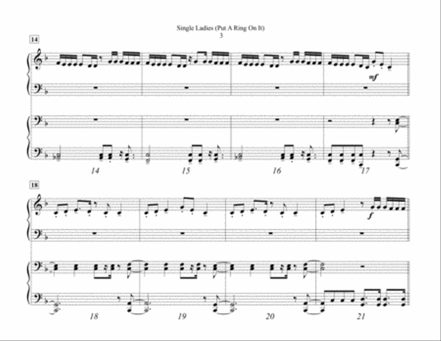 Single Ladies (Put A Ring On It) Piano scores gallery preview page 3
