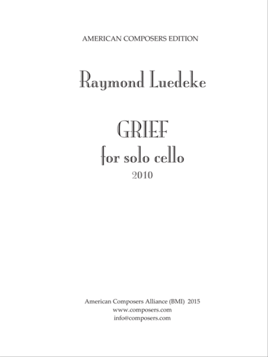 [Luedeke] Grief Cello Solo scores gallery preview page 1