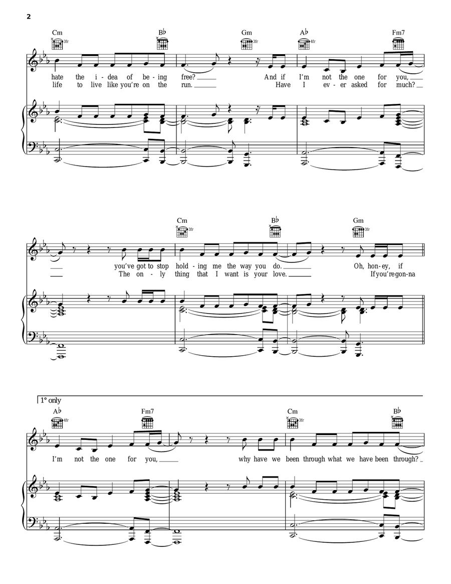 Water Under The Bridge Piano, Vocal, Guitar scores gallery preview page 2