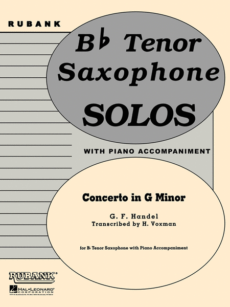 Concerto In G Minor - B Flat Tenor Saxophone Solos With Piano