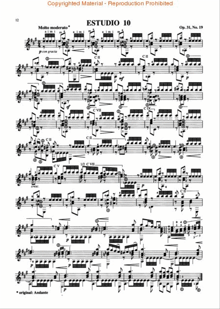 Andres Segovia – 20 Studies for Guitar Acoustic Guitar scores gallery preview page 3