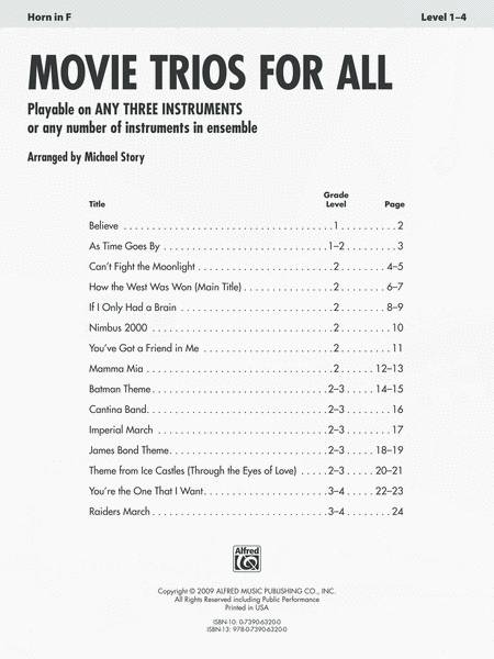 Movie Trios for All by Michael Story Flexible/Adaptable - Sheet Music