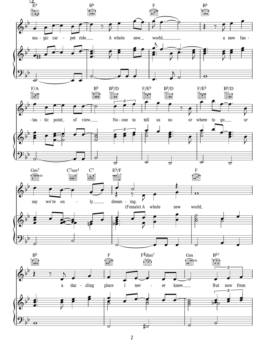 A Whole New World (from Aladdin) Guitar scores gallery preview page 2