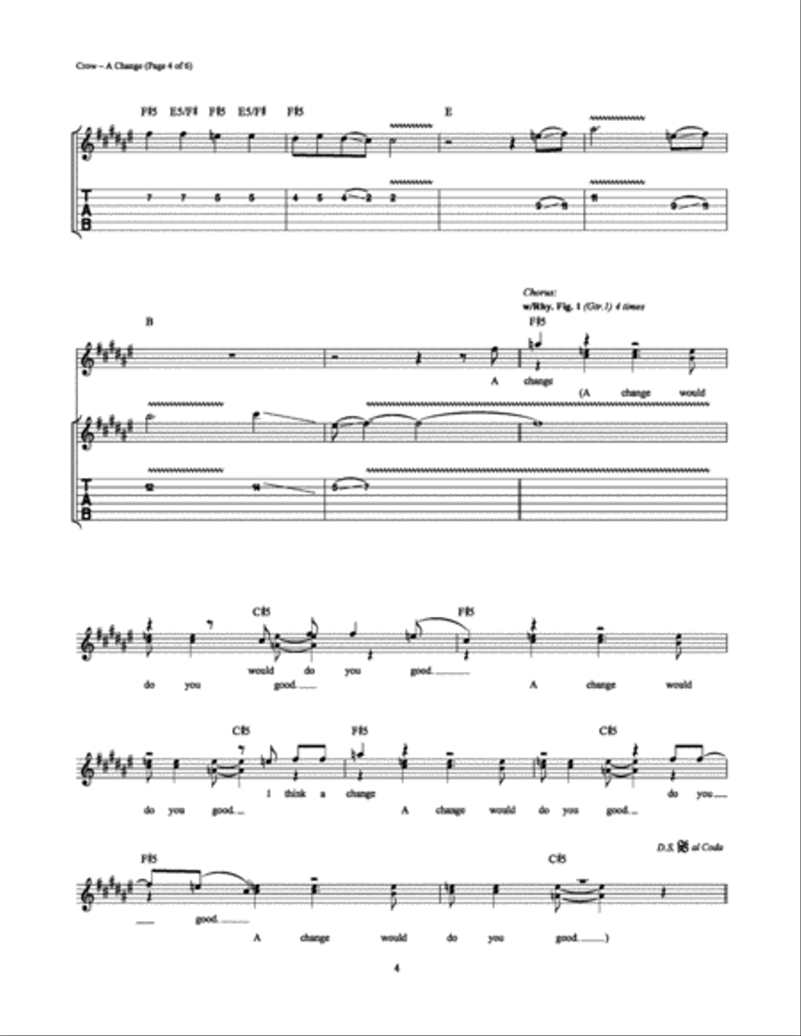 A Change Would Do You Good Electric Guitar scores gallery preview page 4