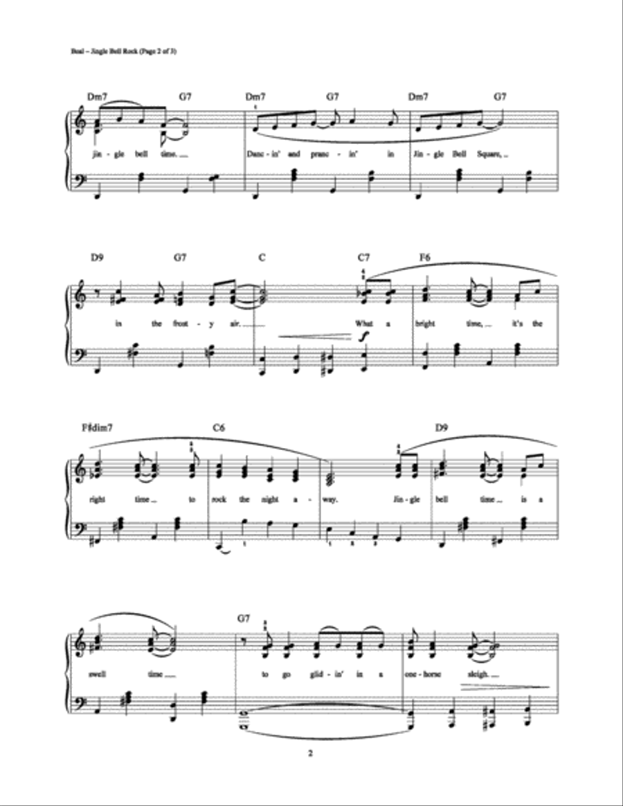 Jingle Bell Rock Piano, Vocal, Guitar scores gallery preview page 2