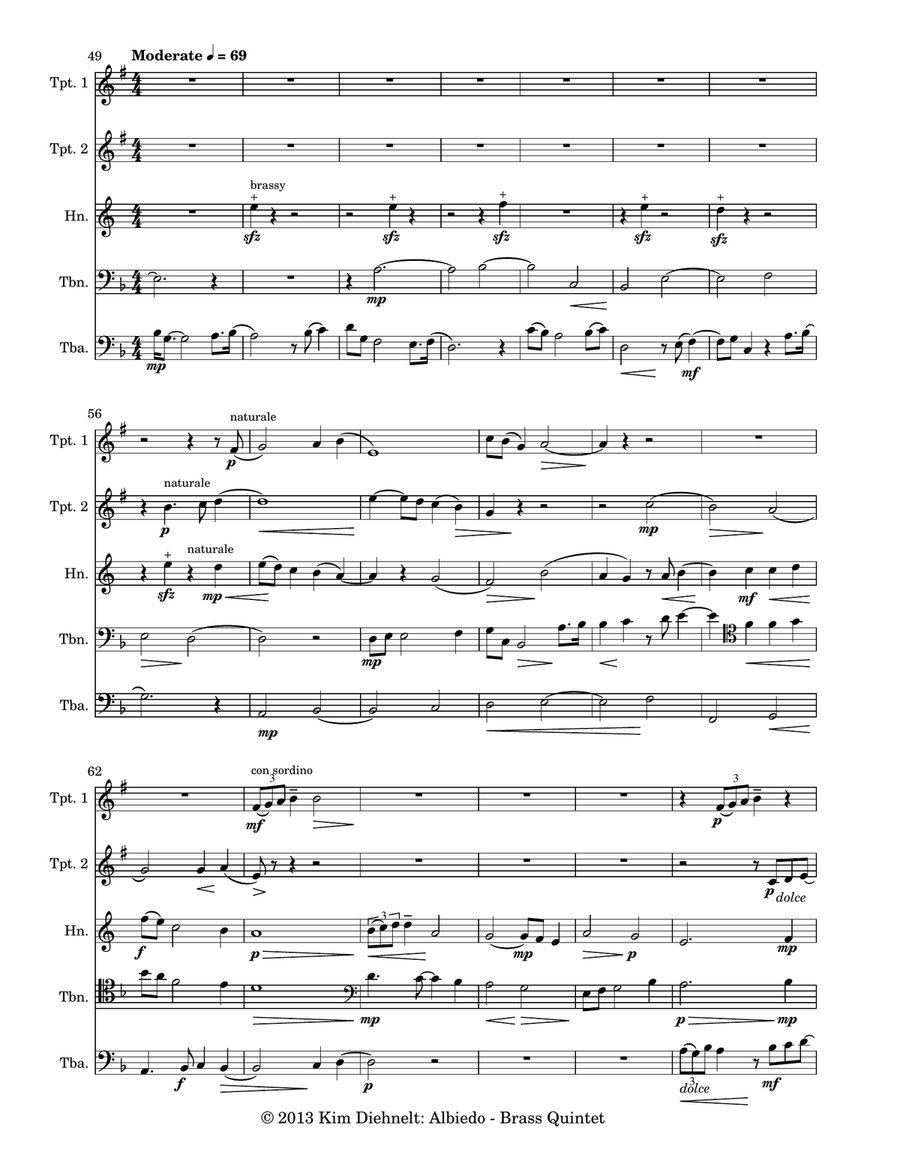 Diehnelt: Albiedo for brass quintet Brass Quintet scores gallery preview page 4