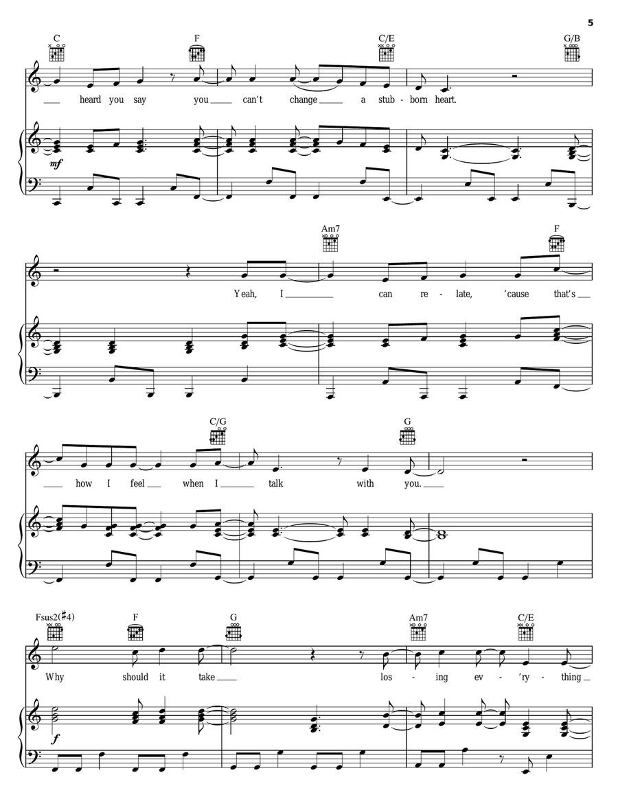 Don't Give Up Piano, Vocal, Guitar scores gallery preview page 5