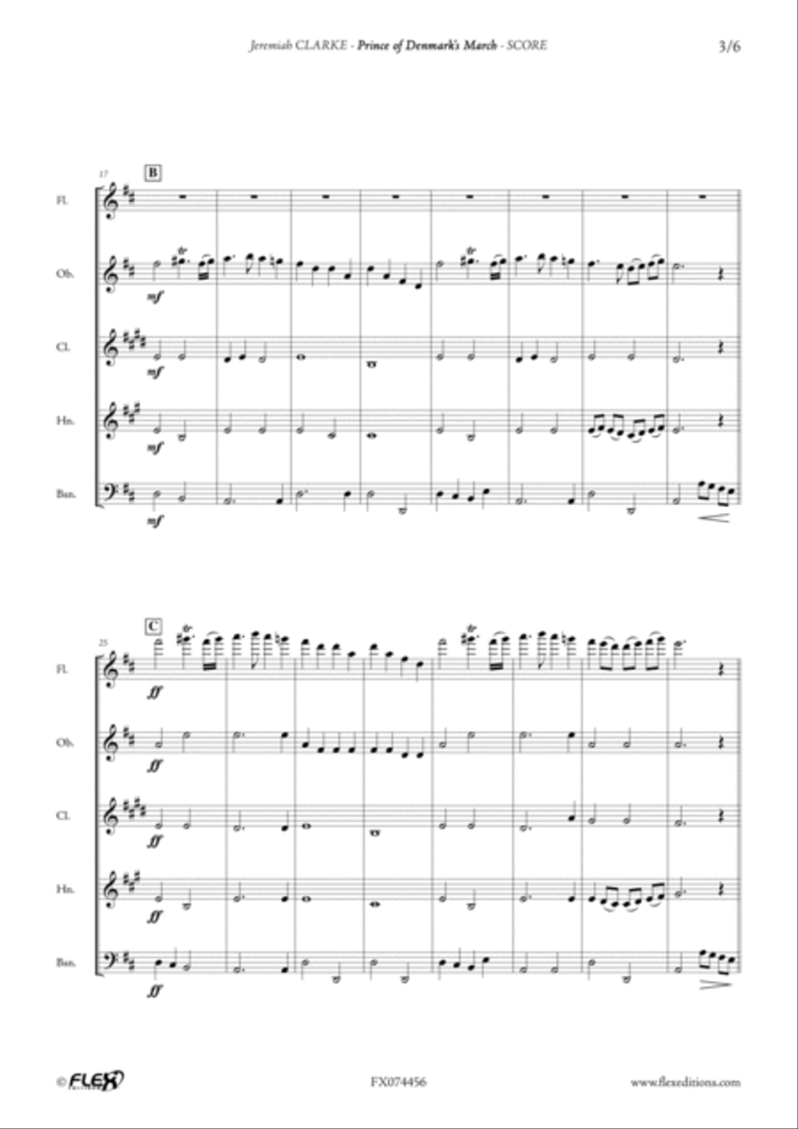 Prince of Denmark's March Woodwind Quintet scores gallery preview page 3