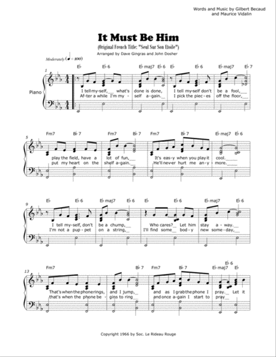 It Must Be Him Voice scores gallery preview page 1