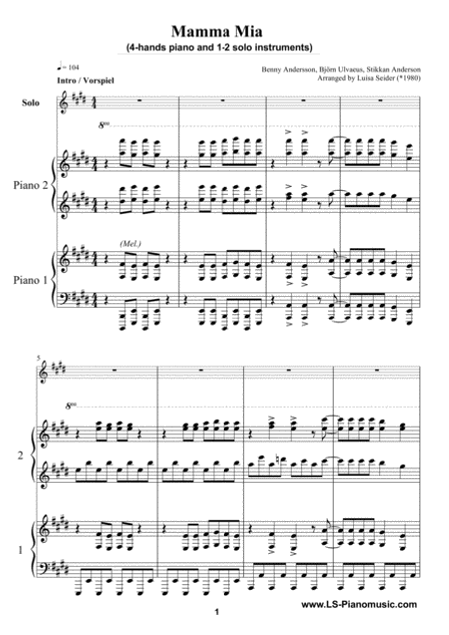 Mamma Mia Flute scores gallery preview page 2