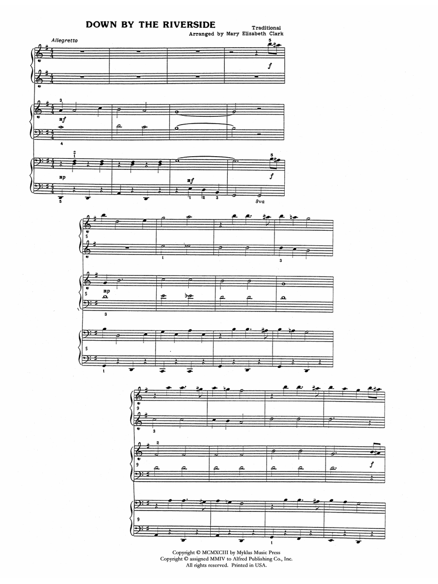 Down by the Riverside - Piano Trio (1 Piano, 6 Hands)