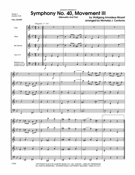 Symphony No. 40, Movement III (Menuetto And Trio)
