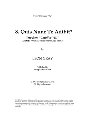 Quis Nunc Te Adibit, from trio cantata 'Catullus VIII'
