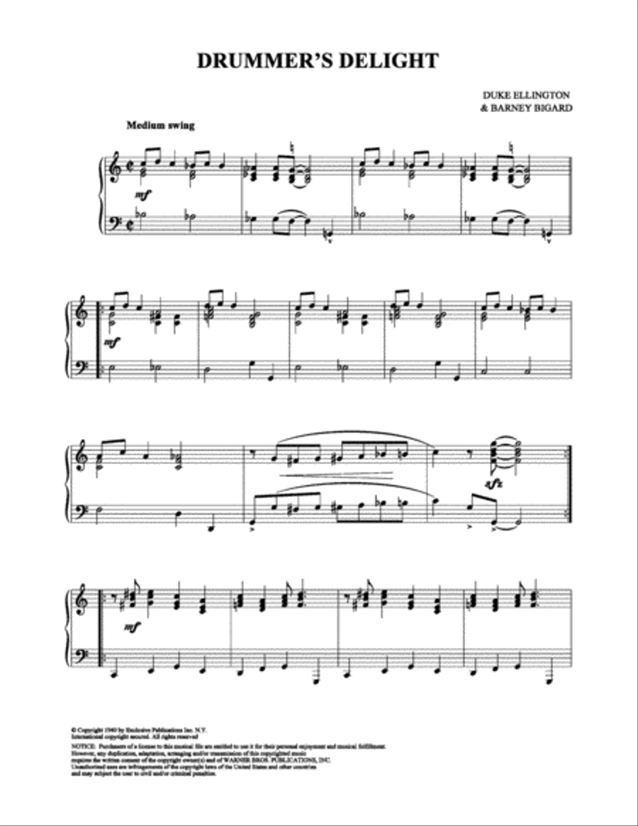 Drummer's Delight Piano Solo scores gallery preview page 1