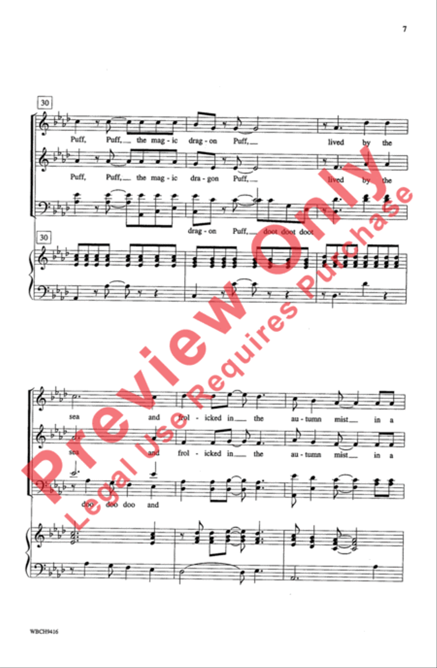 Puff (The Magic Dragon) 4-Part scores gallery preview page 7