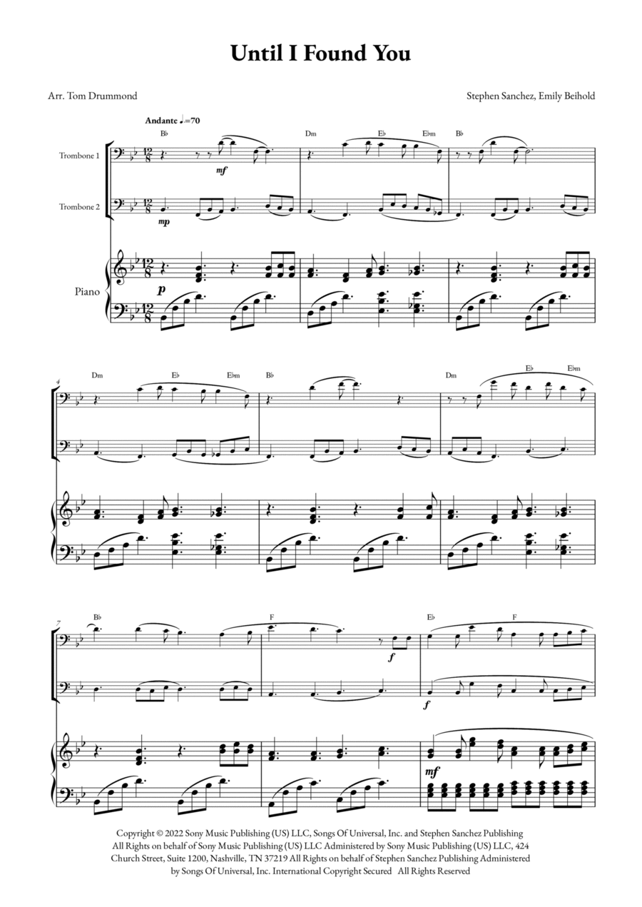 Until I Found You Until I Found You Trombone Duet scores gallery preview page 1