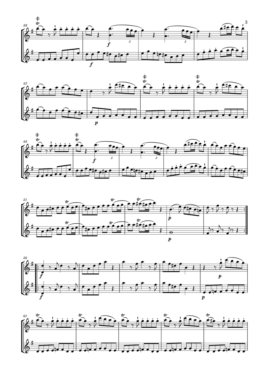 Eine Kleine Nachtmusik for 2 Violins String Duet scores gallery preview page 3