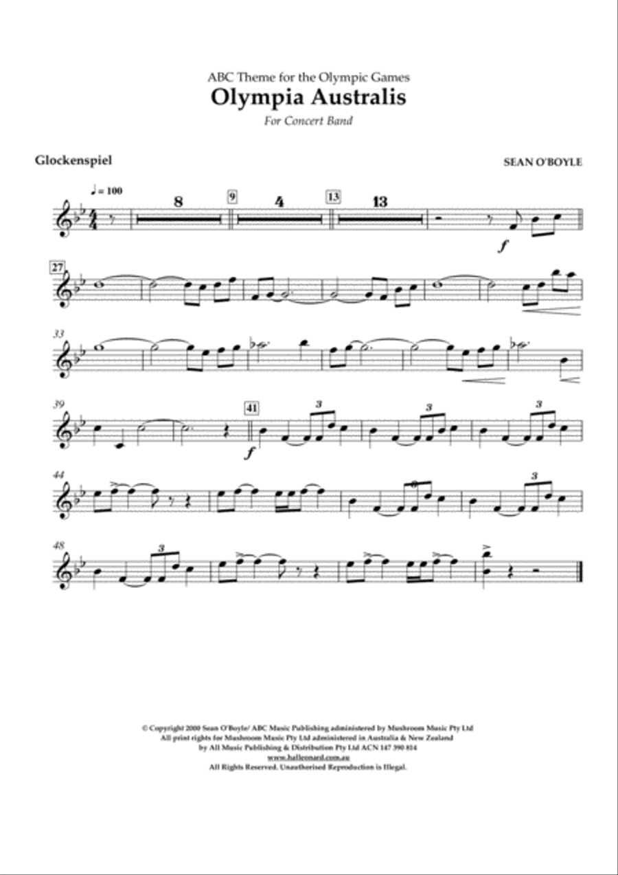 Olympia Australis (Concert Band) - Glockenspiel Concert Band scores gallery preview page 1