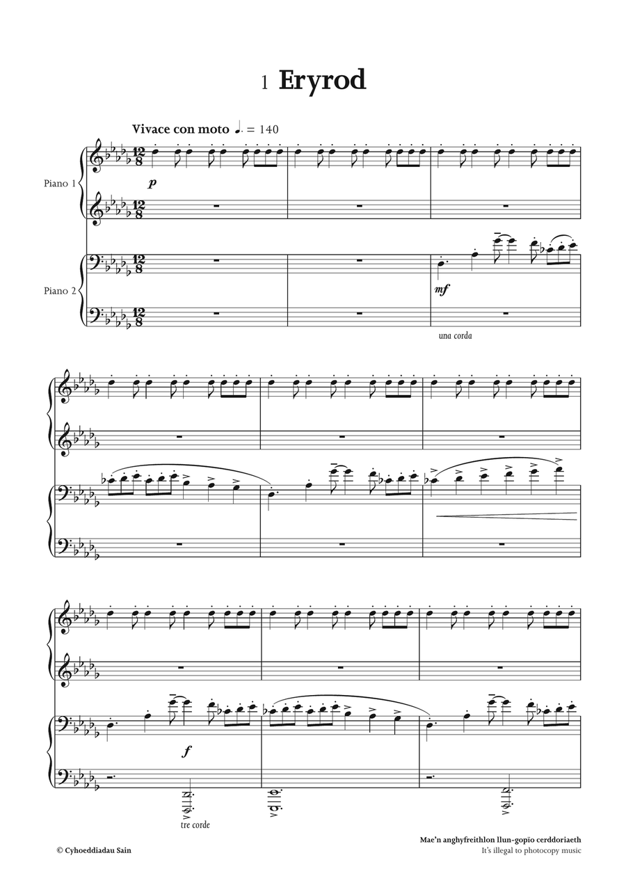 Eryri Piano Duet scores gallery preview page 1