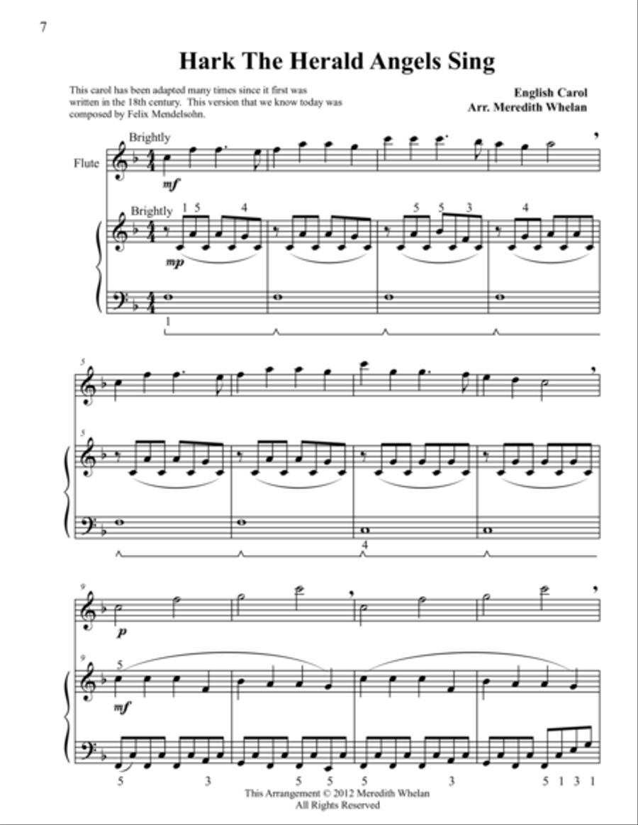 Christmas Duets for Flute & Piano: Hark The Herald Angels Sing Woodwind Duet scores gallery preview page 1