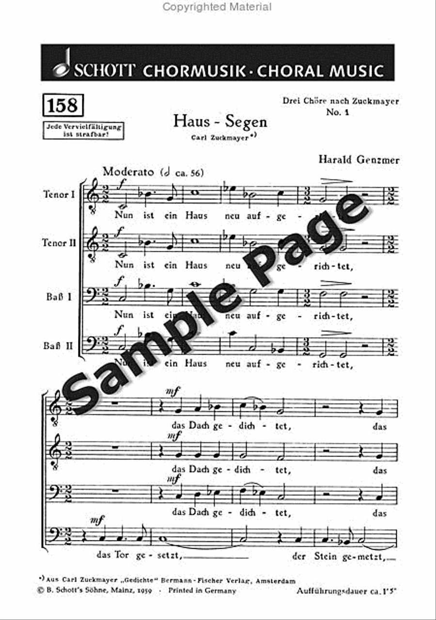 Genzmer H Haus Segen Genzmer H Haus Segen Men's Choir scores gallery preview page 2