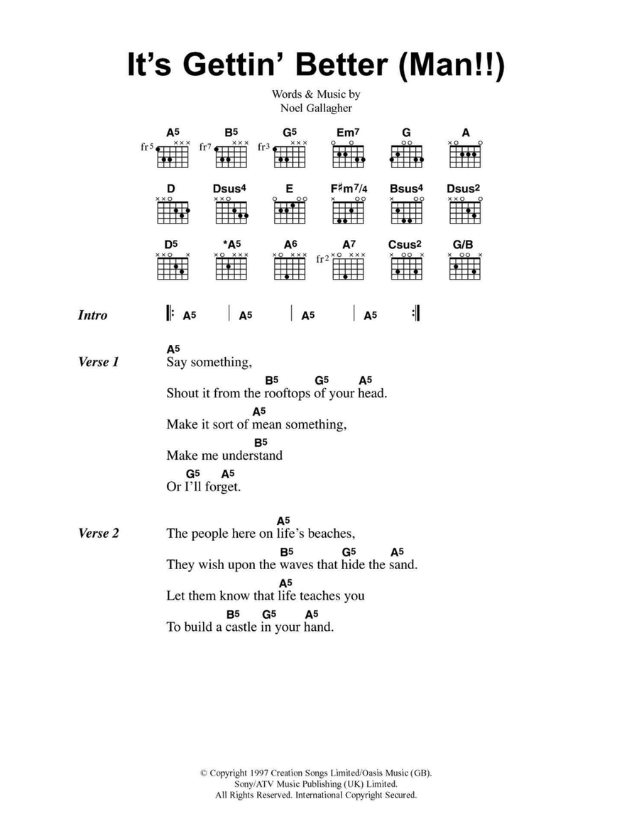 It's Gettin' Better (Man!!) Easy Guitar scores gallery preview page 1