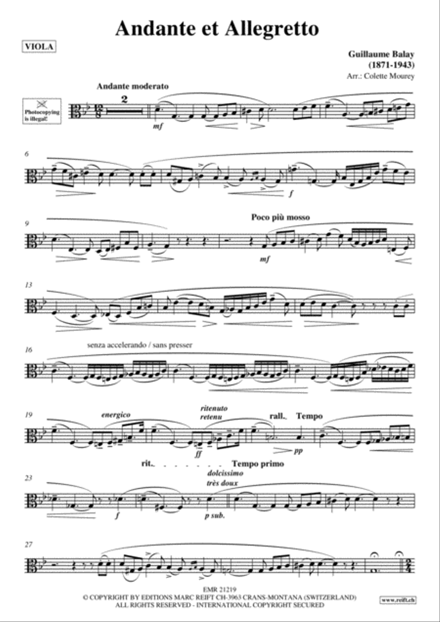 Andante et Allegretto Viola scores gallery preview page 2