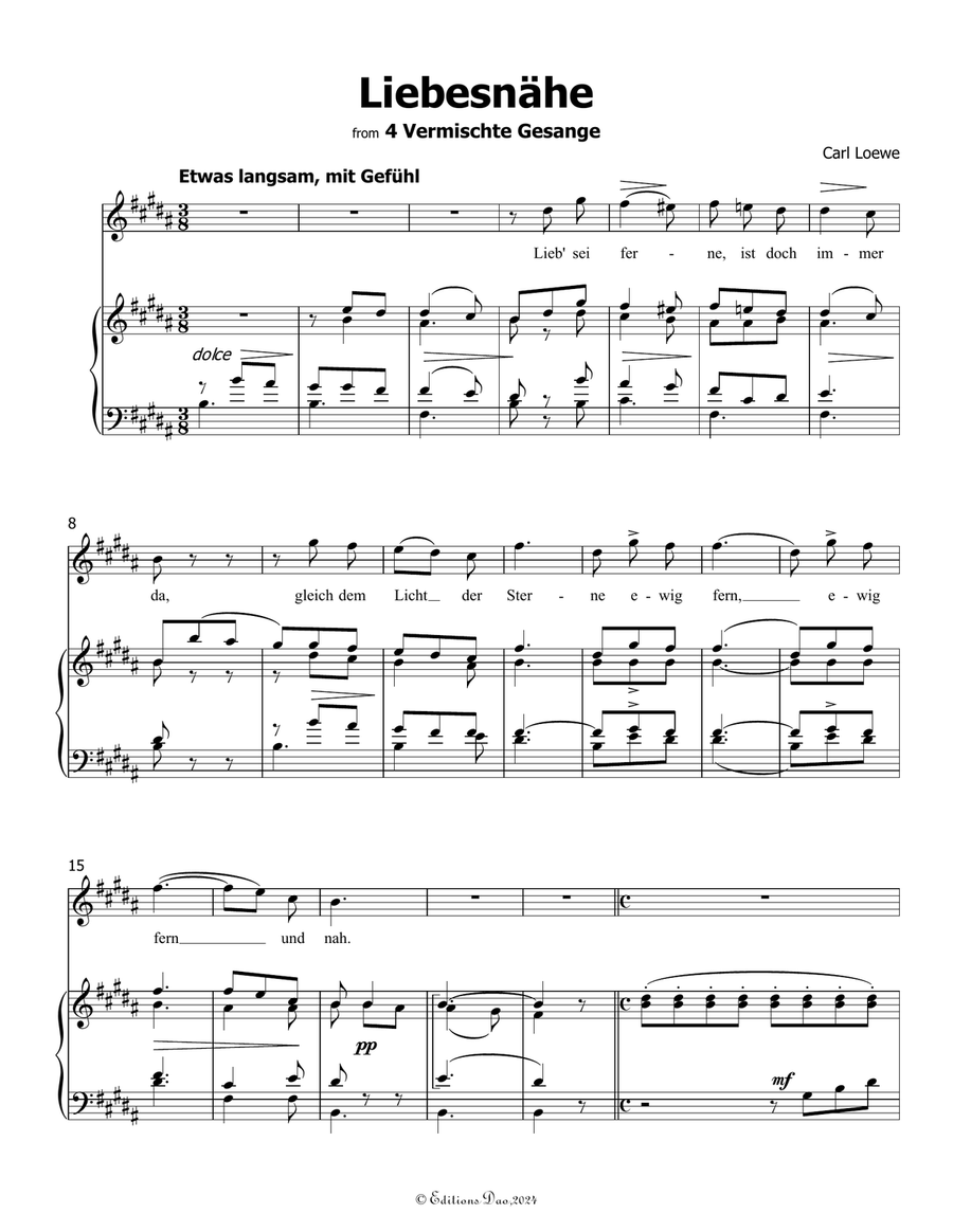 Liebesnahe, by Carl Loewe, in B Major Voice scores gallery preview page 3