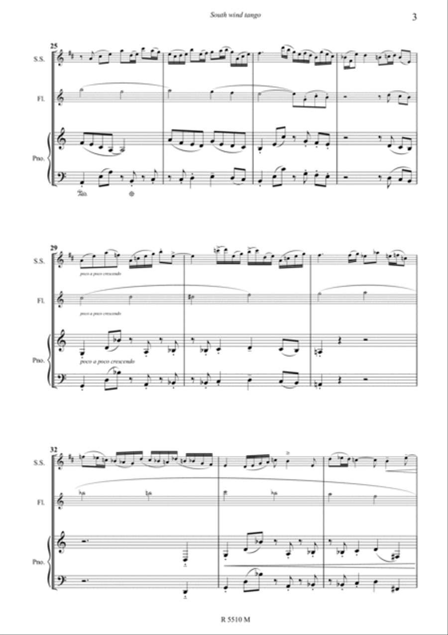 South wind tango pour soprano sax, flûte & piano Soprano Saxophone scores gallery preview page 4