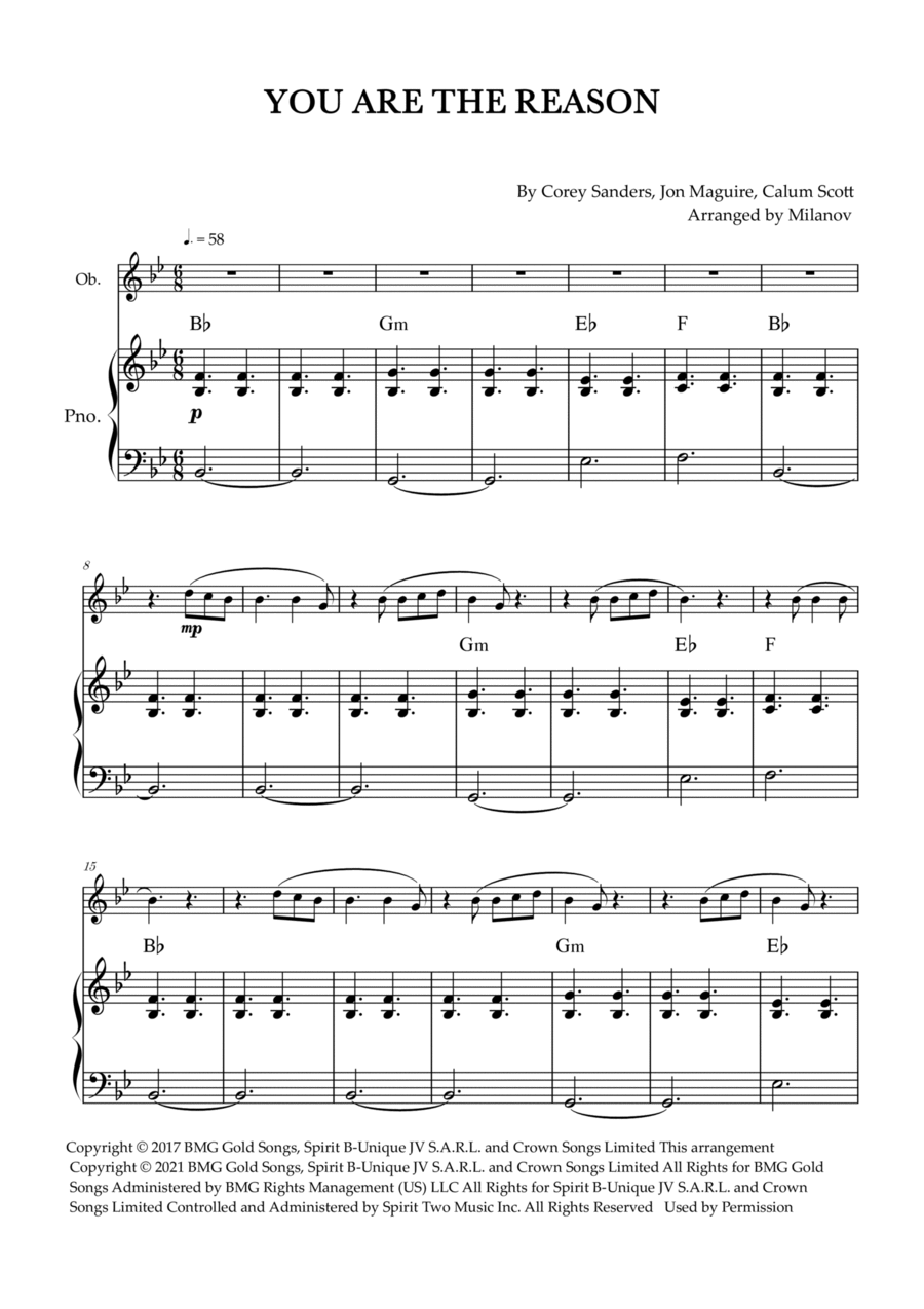 You Are The Reason Piano scores gallery preview page 1