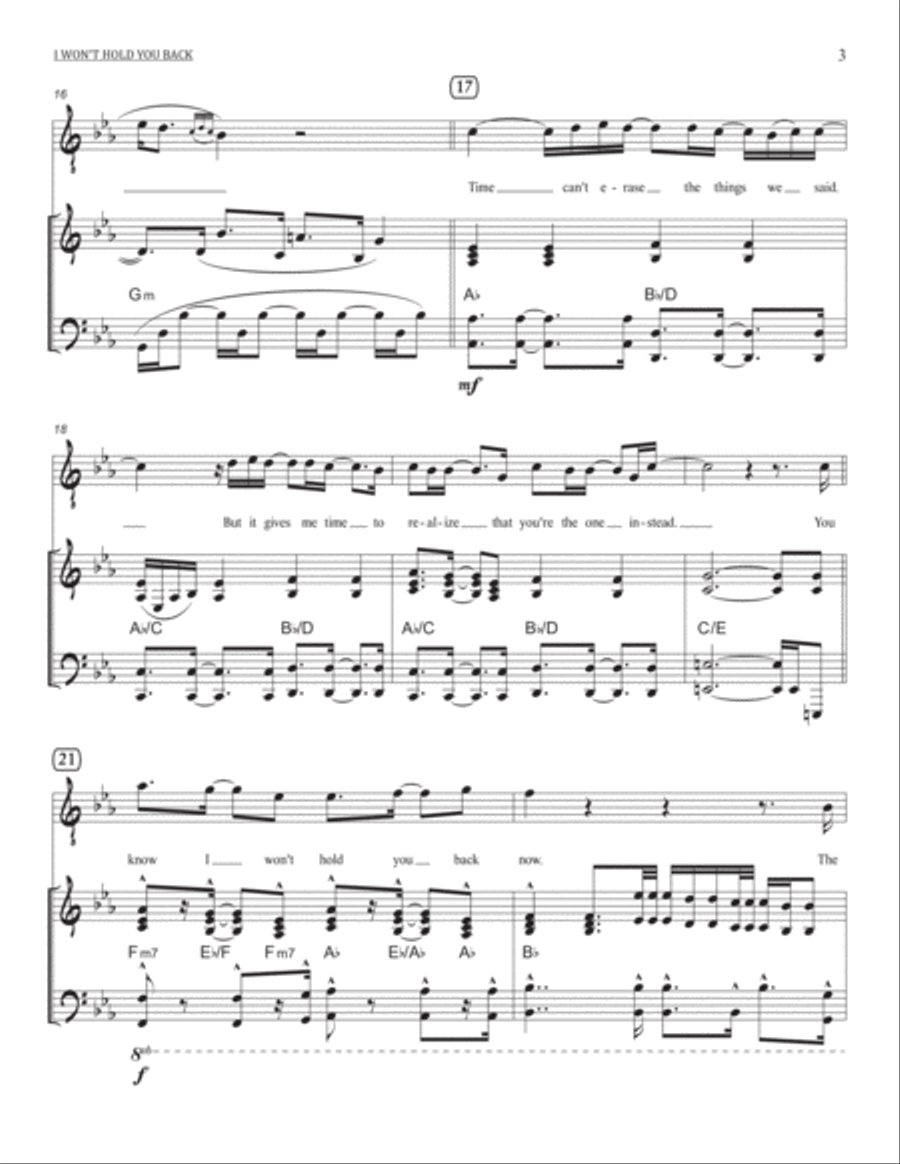 I Won't Hold You Back Voice scores gallery preview page 3