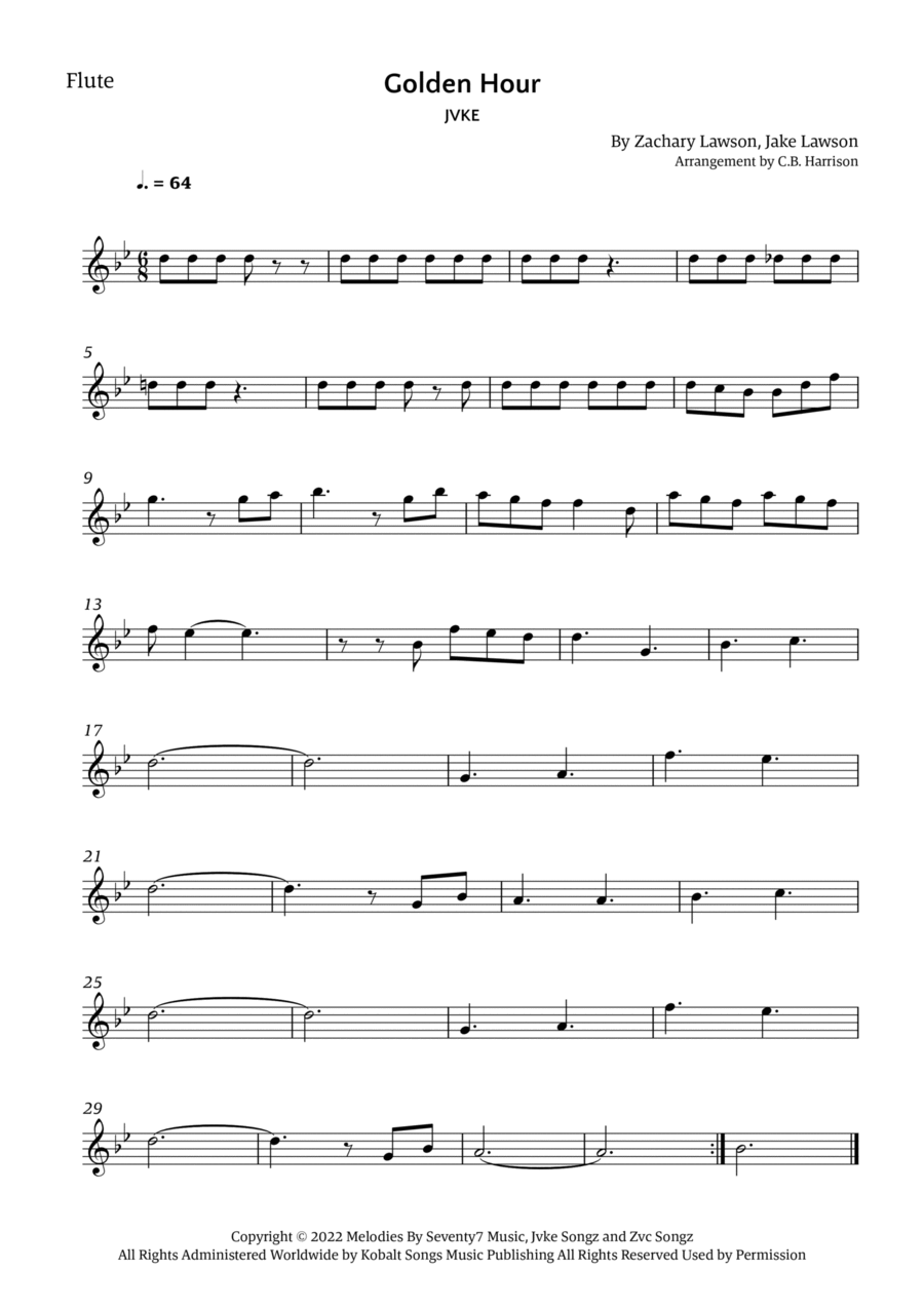 Golden Hour Flute Solo scores gallery preview page 1