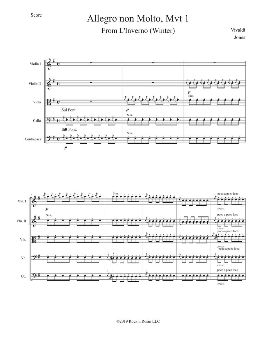 Winter, Movement 1 from Vivaldi's Four Seasons. Grade 3 String Orchestra image number null