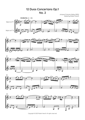 Gallay - 12 Duos Concertans Op. 1 No. 2 'Andante' (for Horn Duet)