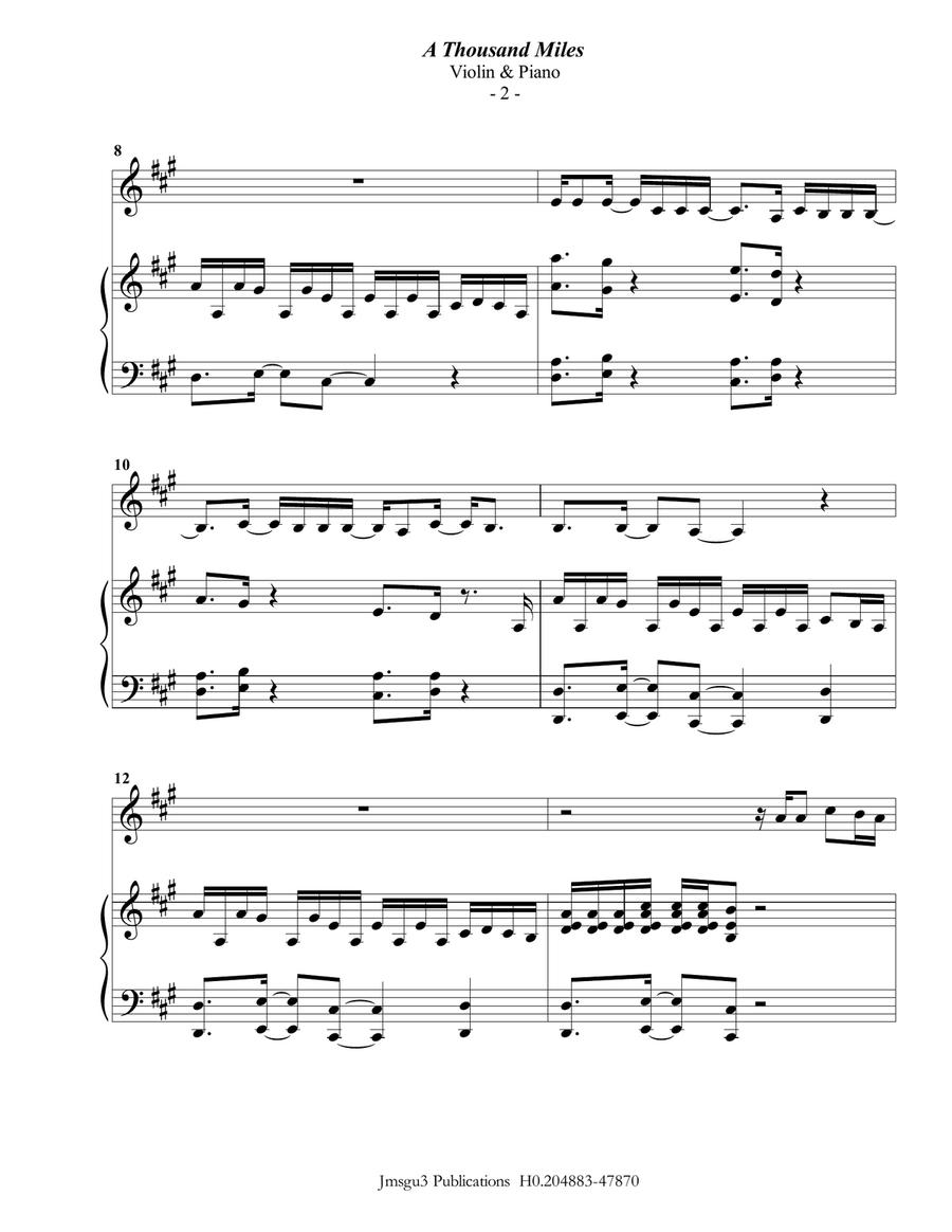 A Thousand Miles Violin Solo scores gallery preview page 2