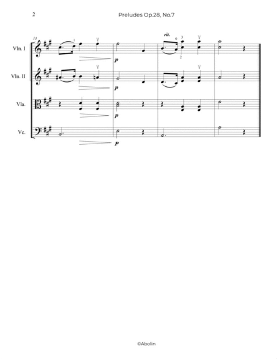 Chopin: Preludes Op.28, No.7 - String Quartet String Quartet scores gallery preview page 3