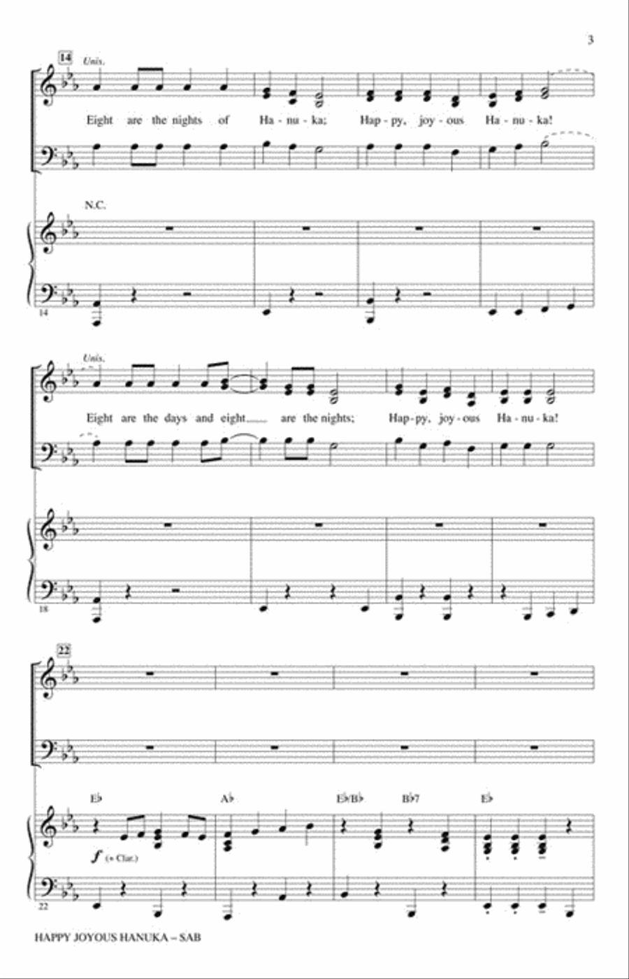 Happy Joyous Hanuka 3-Part scores gallery preview page 3