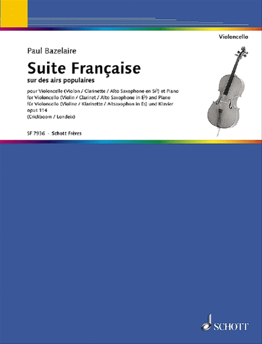 Suite Francaise Op. 114 For Cello (violin) And Piano Clarinet scores gallery preview page 1