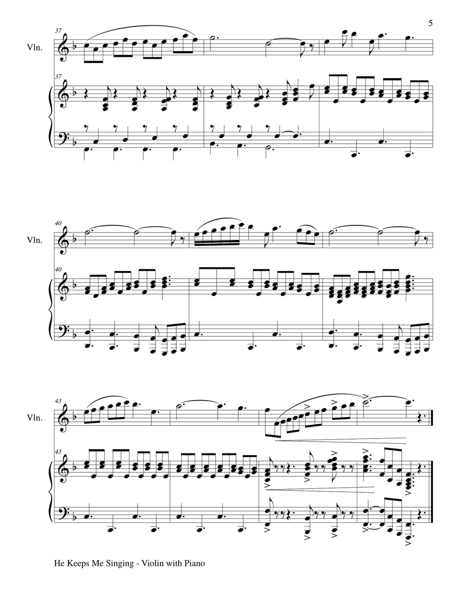 3 GOSPEL HYMN FAVORITES (For Violin & Piano with Score/Parts) Violin Solo scores gallery preview page 6