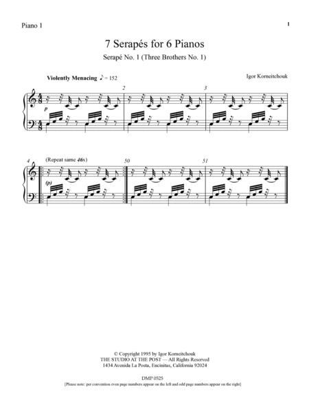 Seven Serapés for Six Pianos (Parts only) image number null
