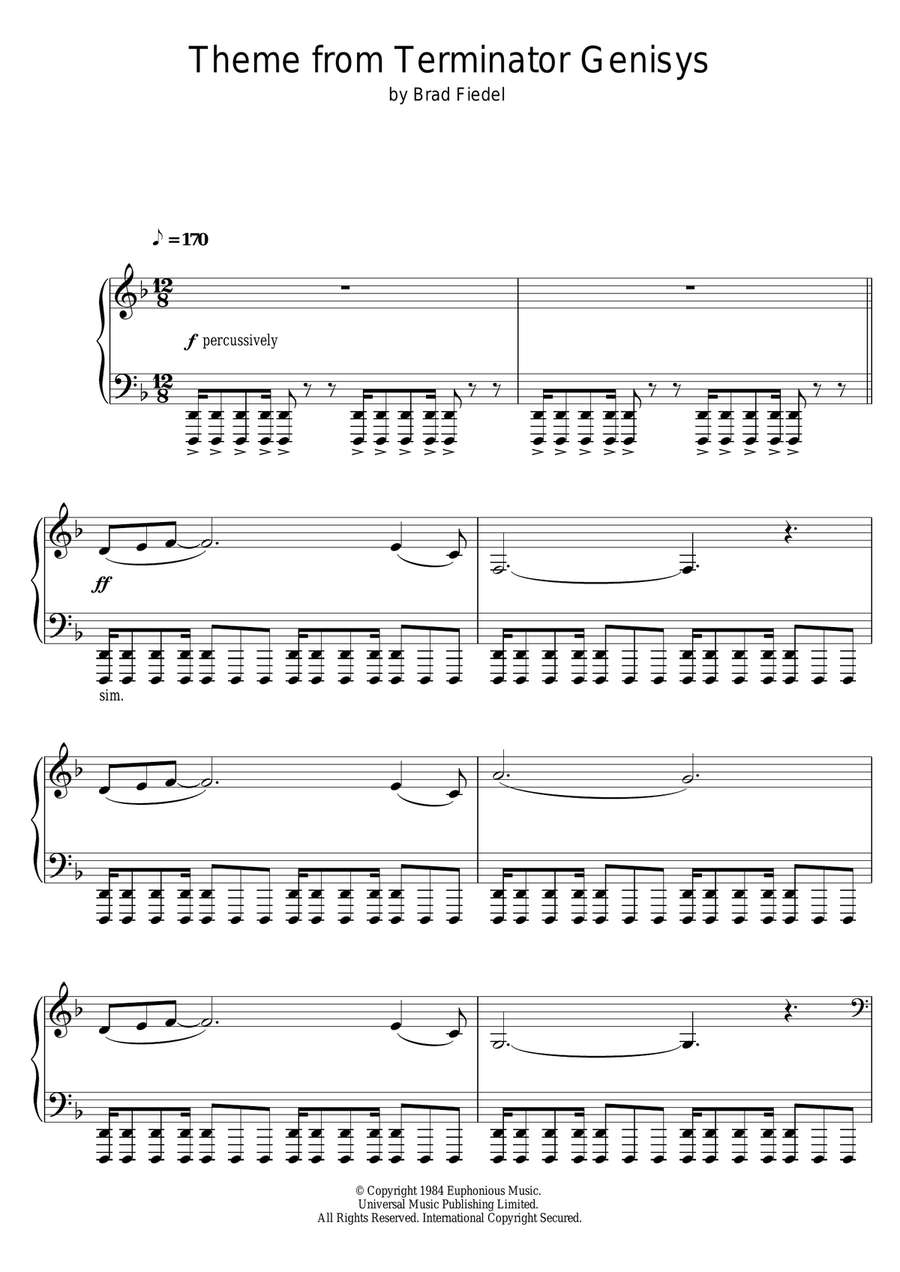 Terminator Theme Piano Solo scores gallery preview page 1