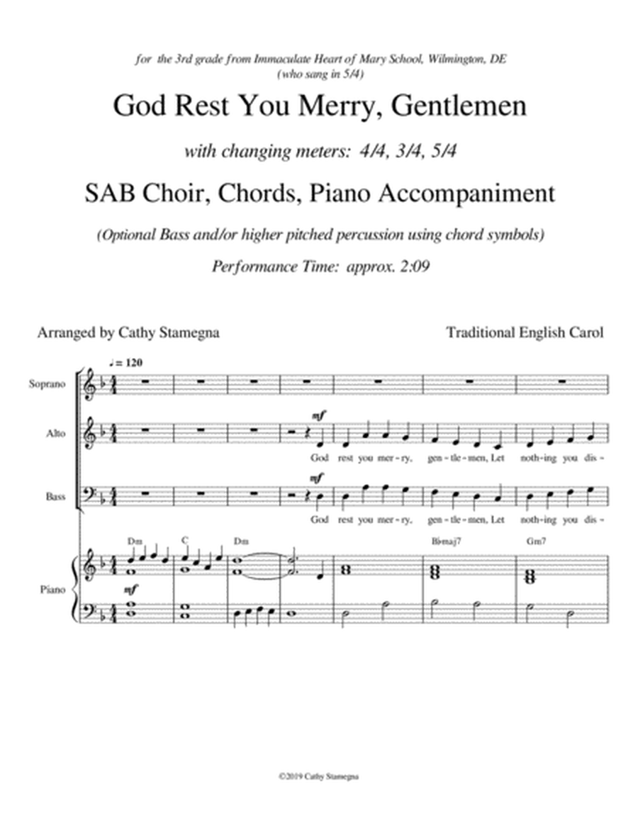 God Rest You Merry, Gentlemen (SAB Choir, Chords, Piano Acc.) image number null