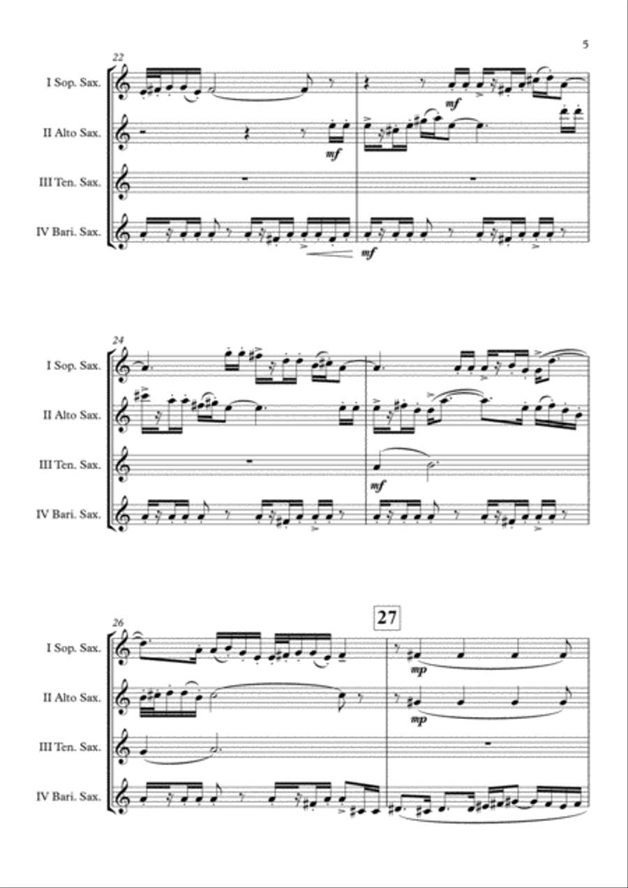 Bugler's Dream (Olympic Fanfare) Saxophone Quartet scores gallery preview page 6