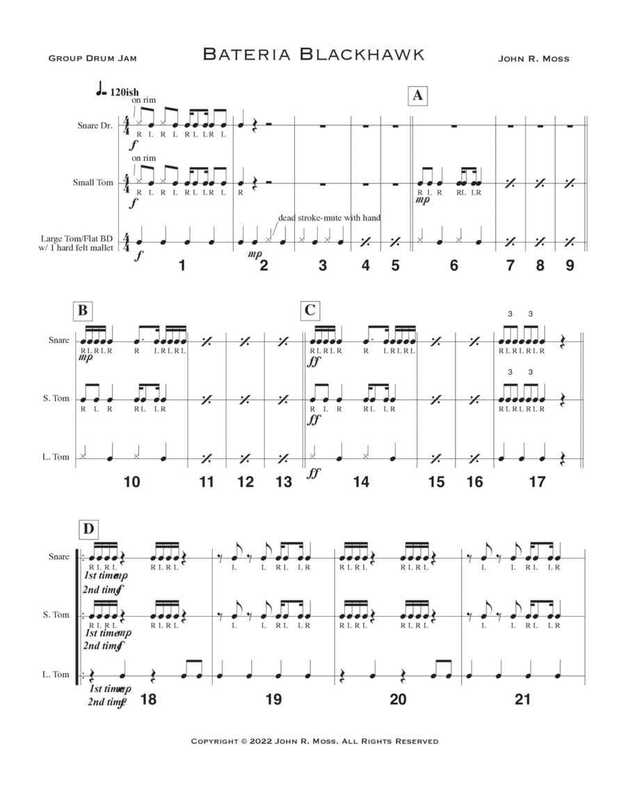 Bateria Blackhawk Percussion Ensemble scores gallery preview page 1