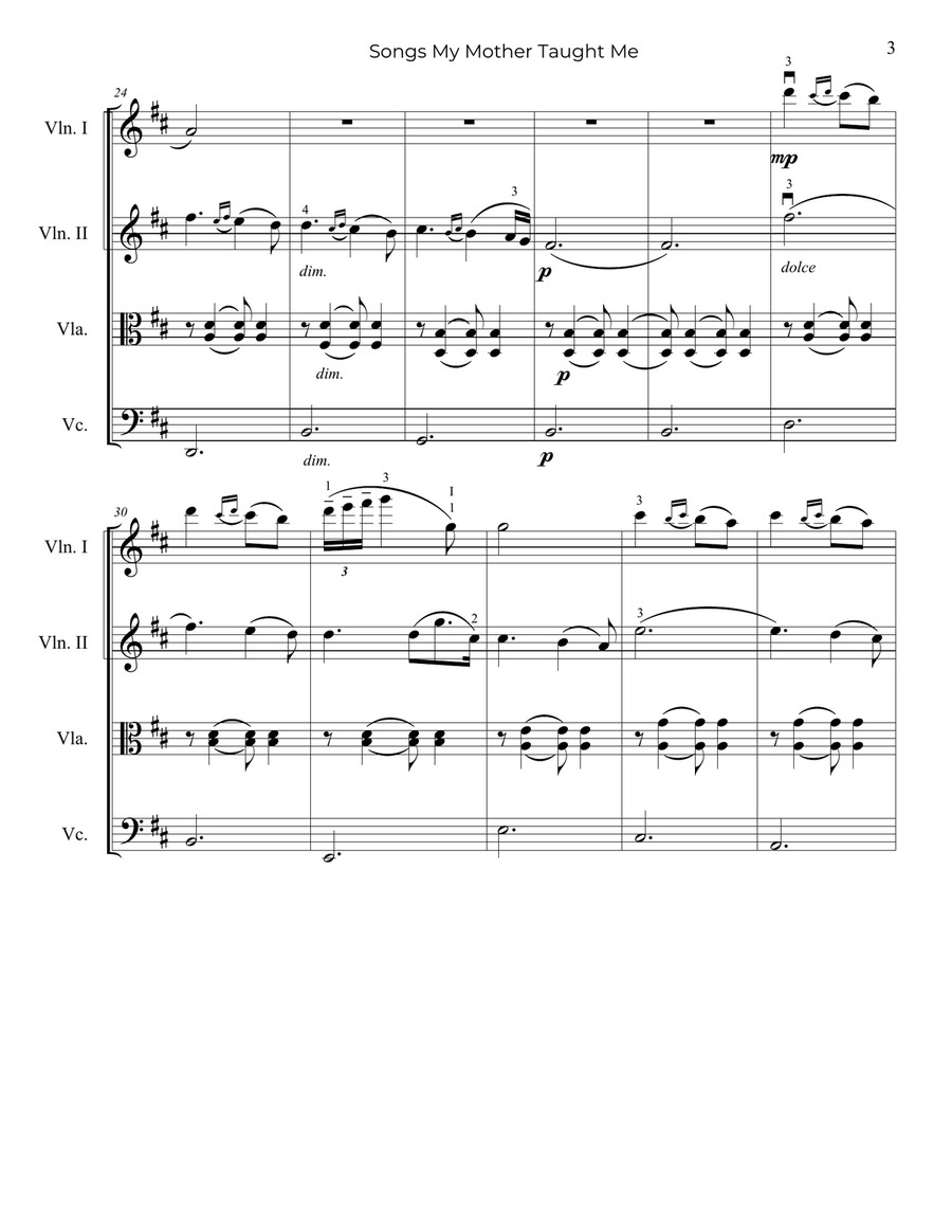 Dvořák: Songs My Mother Taught Me, Op.55 - String Quartet String Quartet scores gallery preview page 4