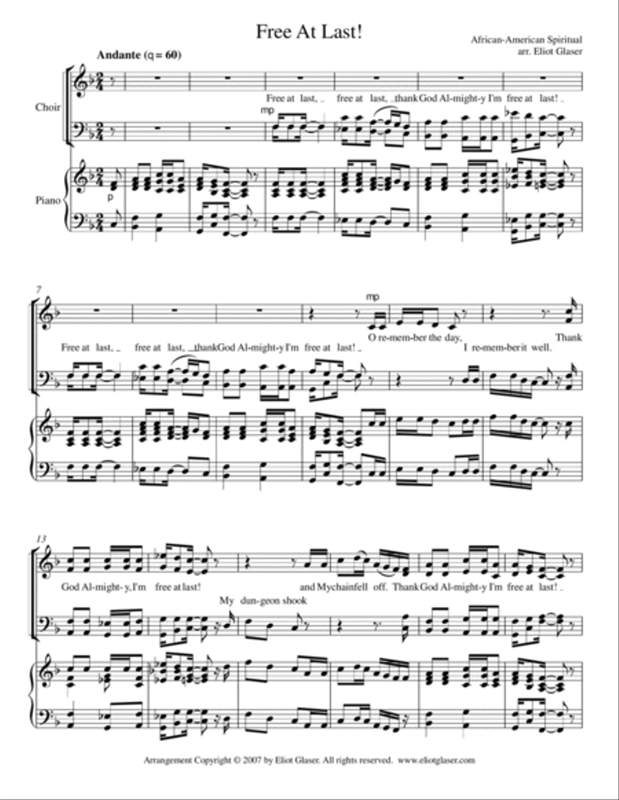 Free At Last! 4-Part scores gallery preview page 2