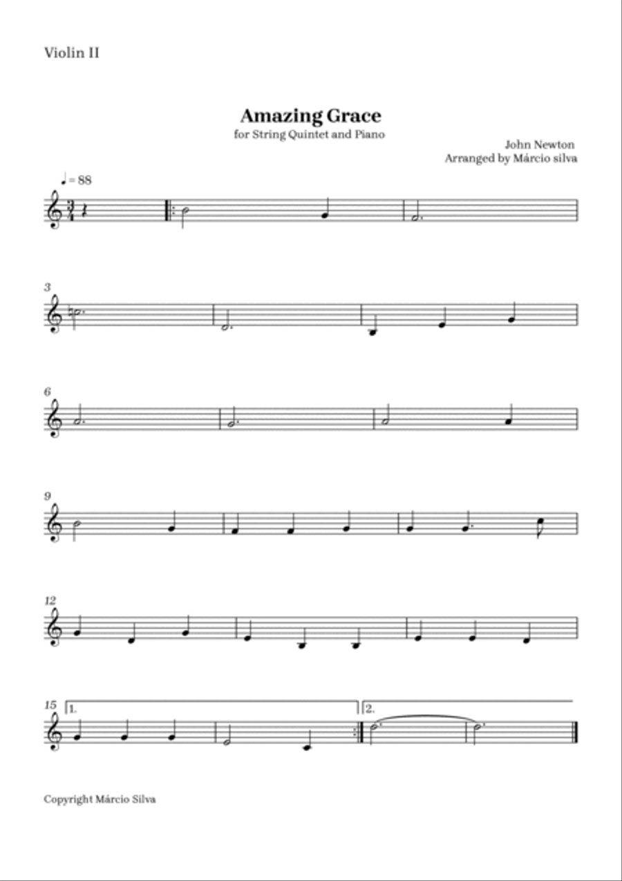 Amazing grace String Quintet scores gallery preview page 4