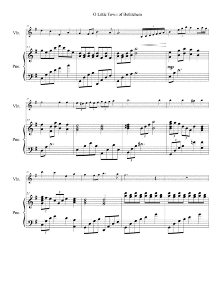 O Little Town of Bethlehem Violin Solo Violin Solo scores gallery preview page 3